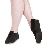 Full Sole Jazz Shoes Modern Dance Leather - Black